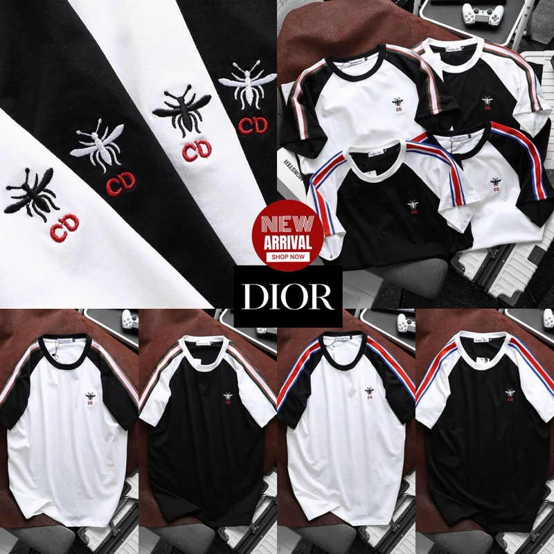 Dior Unisex T-shirt cotton เสื้อยืดแขนสั้นคอกลม