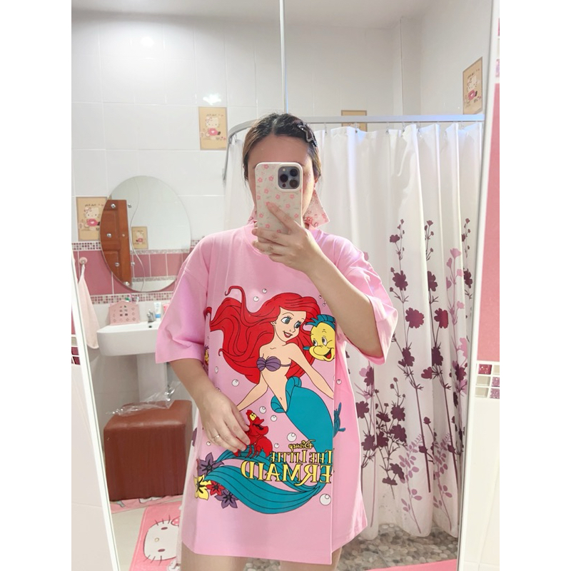 พร้อมส่ง ◡̈ เสื้อยืด Oversize เจ้าหญิงแอเรียล (ป้าย FLOWER)