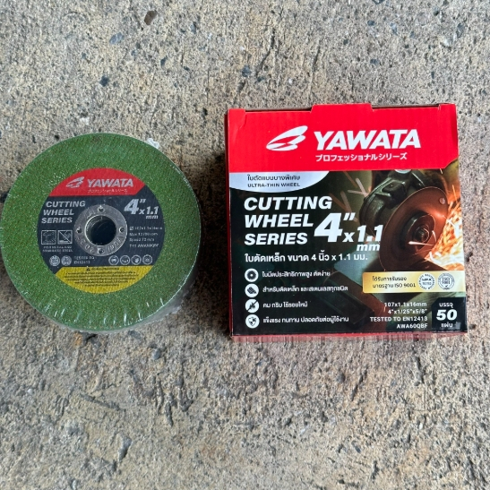 YAWATA ใบตัดเหล็ก 4 นิ้ว แท้ ขนาด 1.1 mm บรรจุ 50ใบ/กล่อง ใบตัดสเตนเลส
