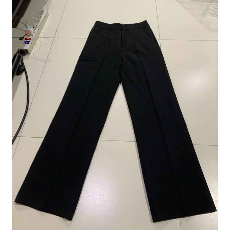 April shopกางเกงผ้างานสั่งตัดเอวสูง ป้ายติดไซด์เอส มีกระเป๋าล้วงสองข้าง