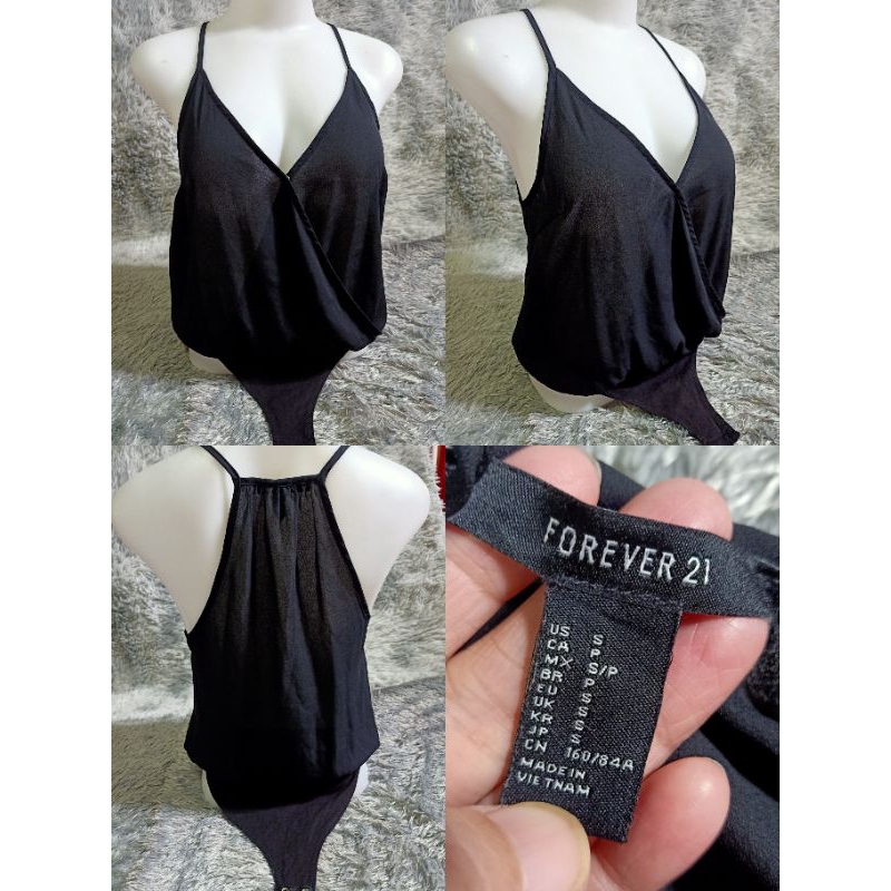 #บอดี้สูท #ผ้าชีฟอง สีดำ #FOREVER21 SIZE S อก 32-34"