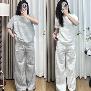 ชุดเซ็ท ลายปั๊มนูน[สกรีนอังกฤษ] สีพื้น ฟรีไซร์