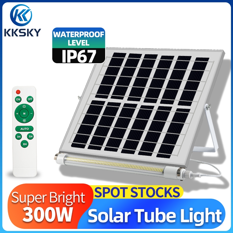 KKSKY หลอดไฟโซล่าเซลล์ IP67 ป้องกันฟ้าผ่า ปรับได้ 360° เหมาะสำหรับสถานที่ต่างๆ สว่าง ใช้งานง่าย