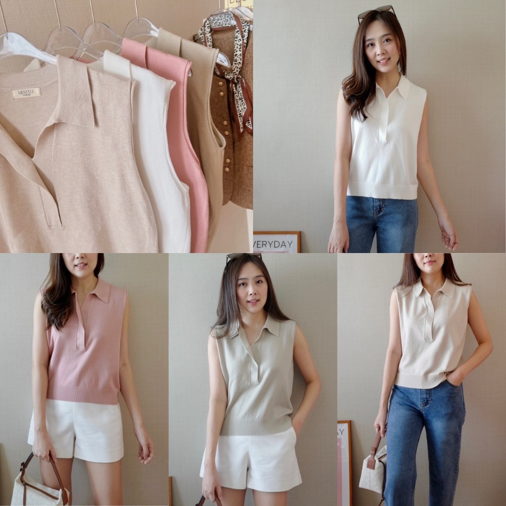bristol knit top 450 เสื้อไหมพรม ทรงตรงสวย ไม่บางไม่รัด ดีงาม เหมาสี