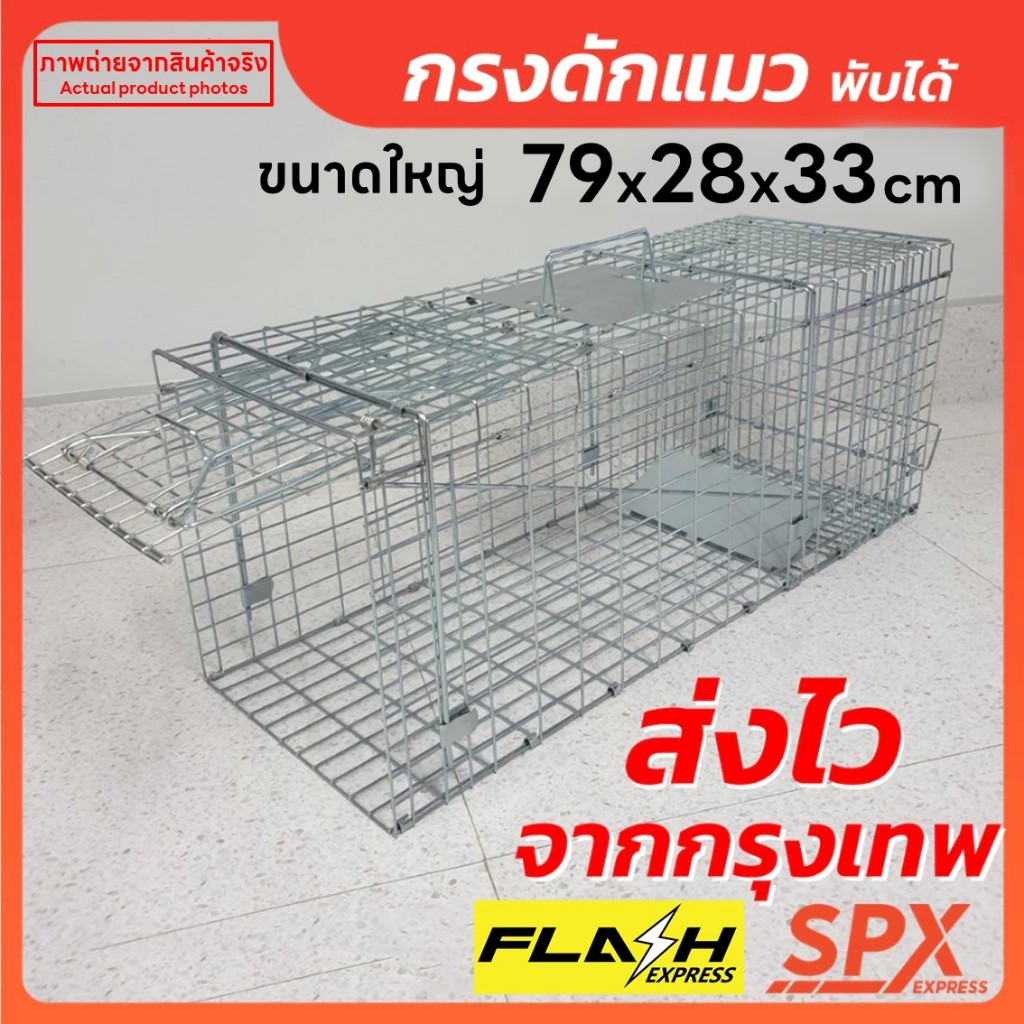 พร้อมส่ง กรงดักแมว กับดักแมว เหล็กชุบกาวาไนท์กันสนิม พับเก็บได้ แข็งแรง