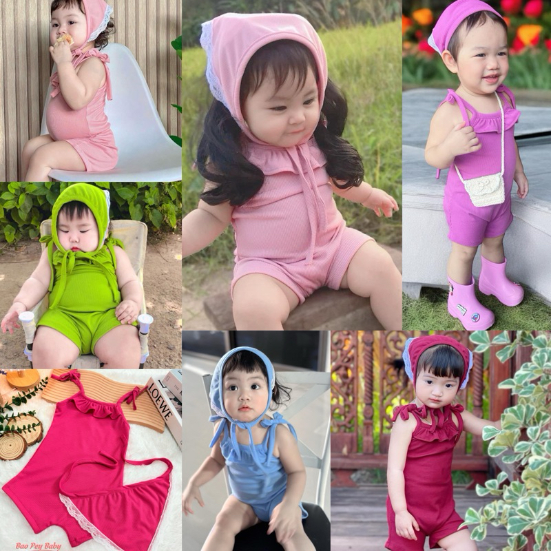 🔥 ส่งไว จาก สมุทรปราการ จั้มสูทลูกสาวสายเดี่ยวพุงป่อง4.5-15 กิโลกรัม ผ้าร่องนิ่ม ชุดลูกสาว