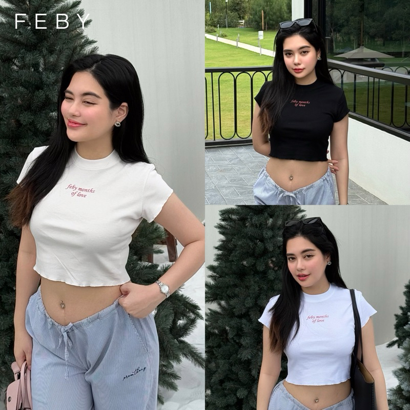 FEBY เสื้อยืด BABY TEE คอกลม สกรีนสีแดงมุก ( FEBY MONTHS OF LOVE )