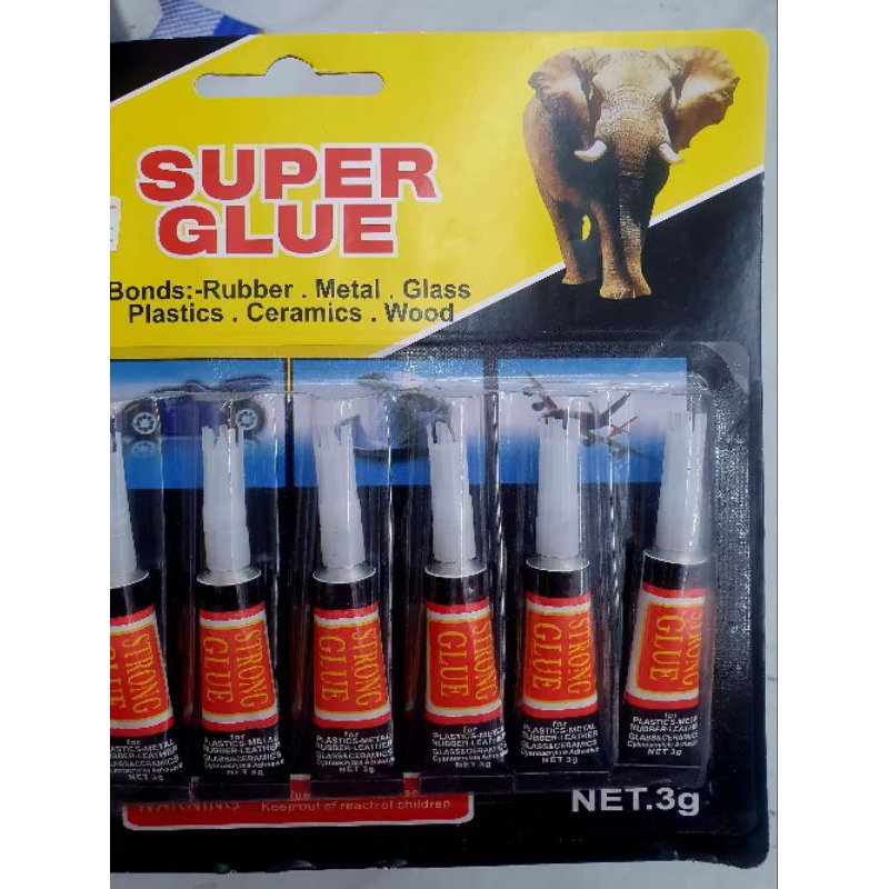 8 หลอด กาวร้อน กาวติดป้าย พลาสติก ยาง โลหะ เซรามิก ไม้ หนัง หินต่างๆ Super Glue 3g. กาวตราช้าง