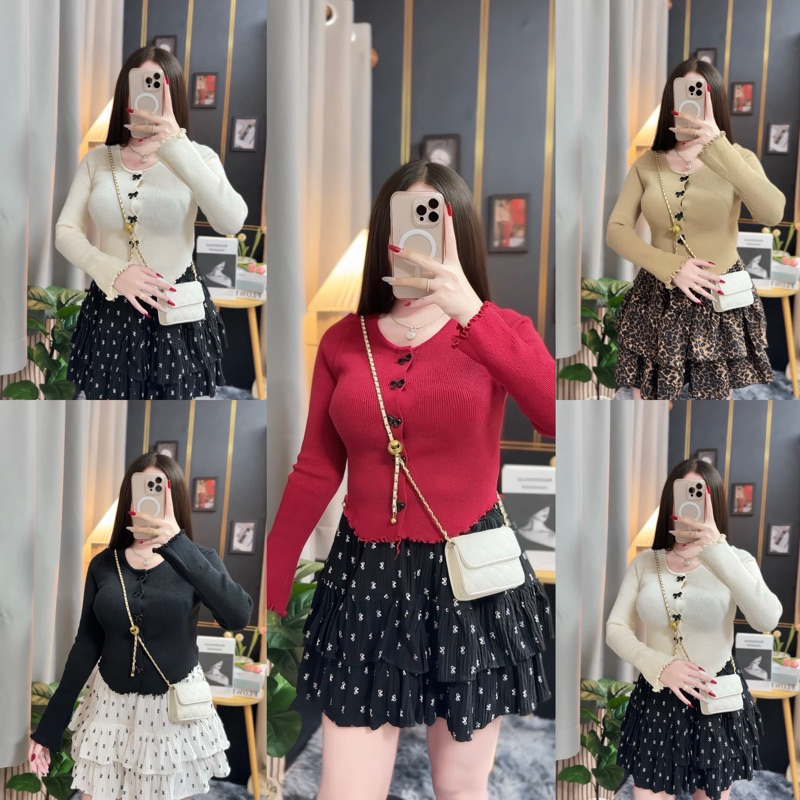 BB-S3S1 เสื้อไหมพรมโบว์+ กระโปรงกางเกงผ้าท็อฟฟี่ อก34-46++ เอว28-40“