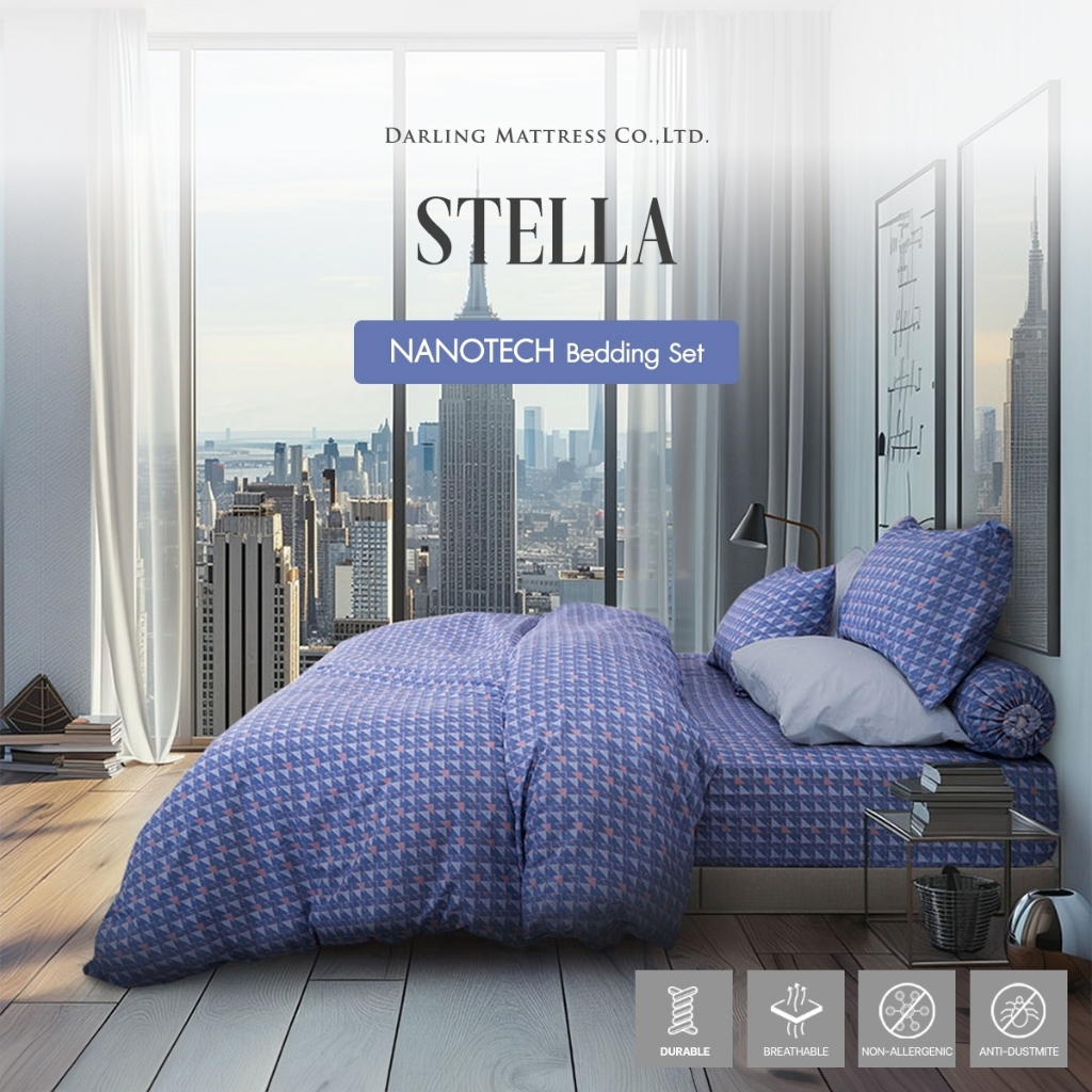 Darling Mattress ที่นอนดาร์ลิ่ง ชุดผ้าปูและผ้านวมรุ่นนาโนเทค ลายสเตลล่า NANOTECH Bedsheet and Duvet Set (STELLA)