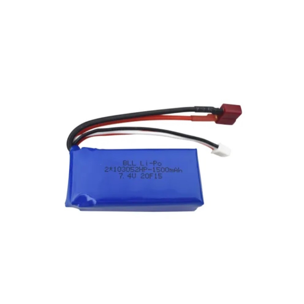 (สินค้าในไทย)  แบตตารี่   LIPO 2s 7.v T-plug ขนาด 1500 mAh สำกหรับ Wltoys 144001 144002 144010