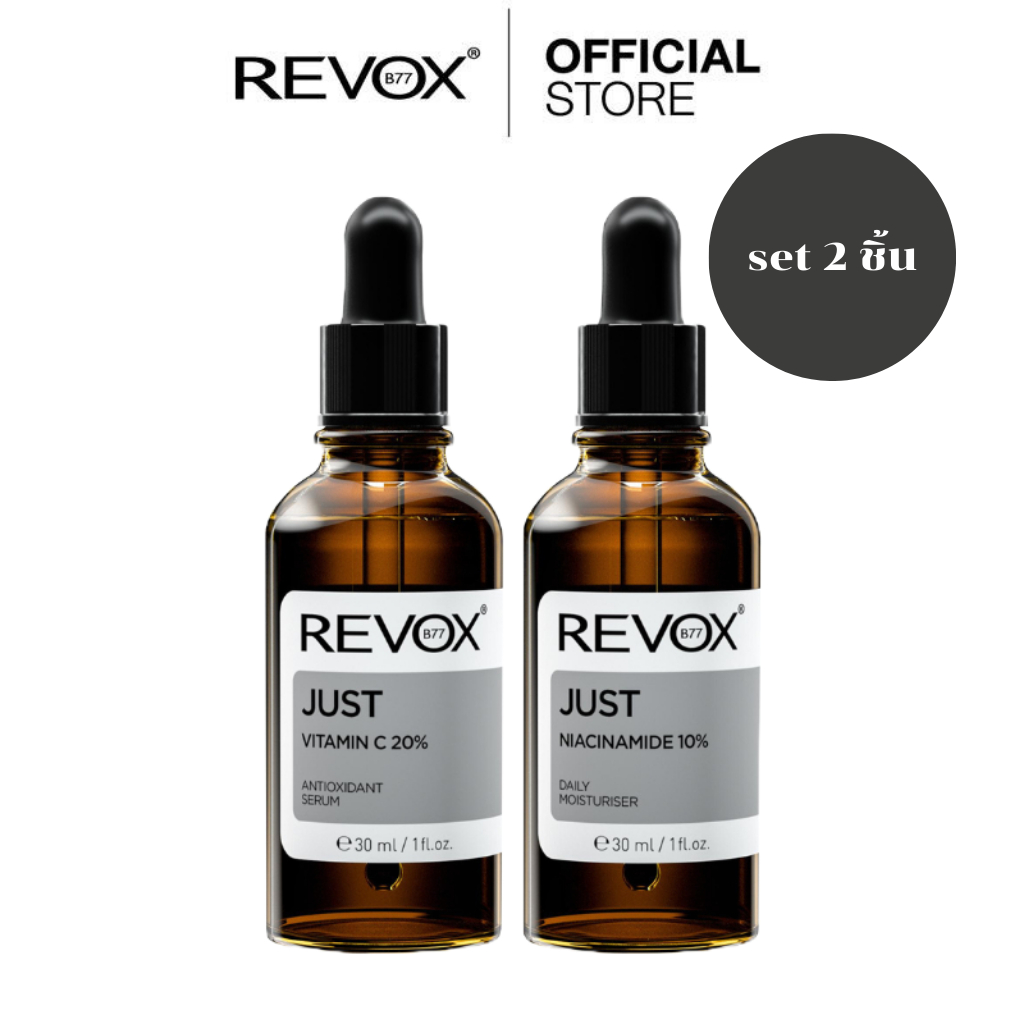 MFG:03/22 | EXP: 02-03/25| Revox B77 JUST VITAMIN C 20% ANTIOXIDANT SERUM + Revox B77 JUST NIACINAMIDE 10% DAILY MOISTU