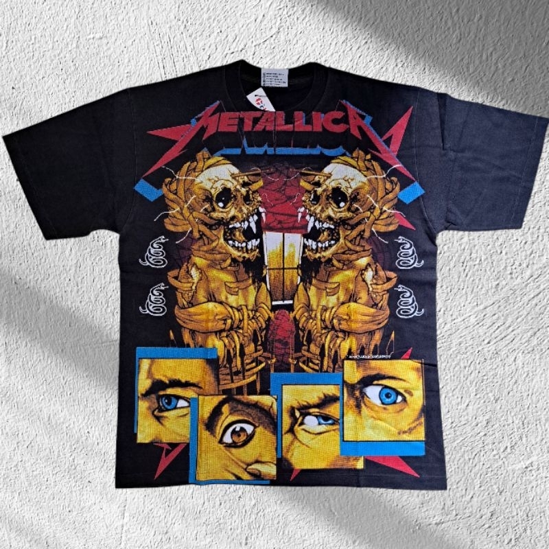 เสื้อ Metalica 2024 OVP ป้าย Hiptrack Bootleg t shirt size L ตะเข็บเดี่ยวบนล่าง สีดำเฟด