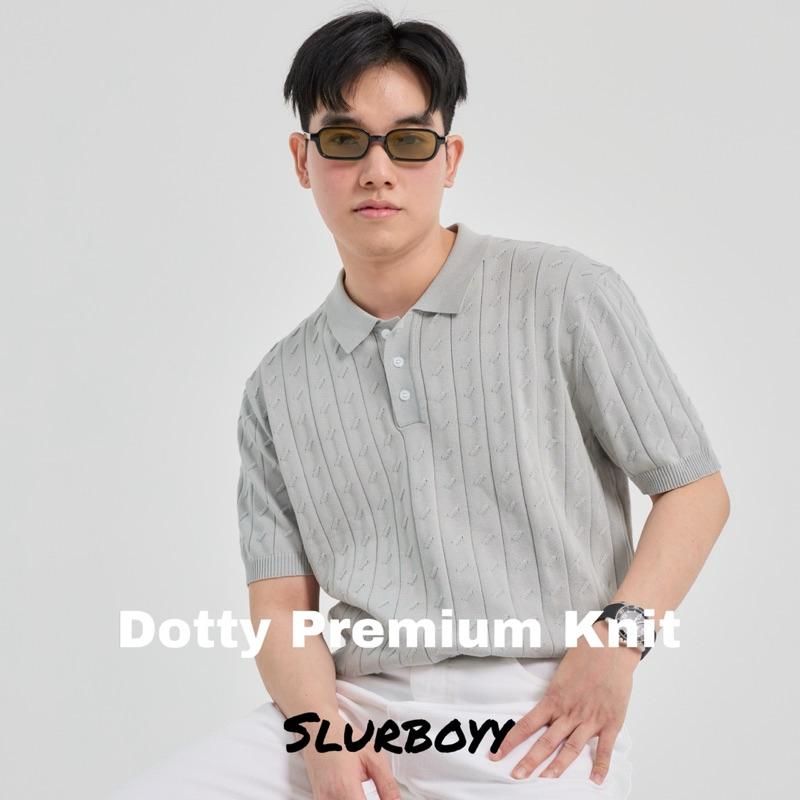 SLURBOYY Dotty Premium Knit Polo เสื้อโปโลไหมพรมพรีเมี่ยม ลายขีด (SB06123)