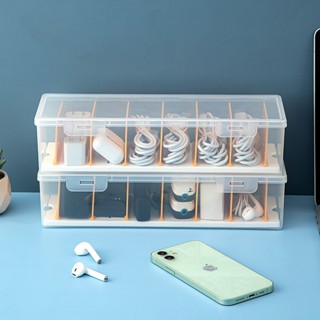 กล่องเก็บสายชาร์จ กล่องวัสดุ PP กล่องเก็บสายชาร์จมีฝาปิด ใช้…