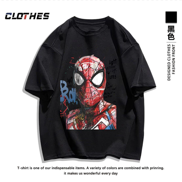 เสื้อยืด ผ้าคอตตอลแท้ CM64 "ลายแมงมุม สไปเดอ เท่ๆ " ใส่สบาย สีไม่ตกเนื้อผ้าดี ตัดเย็บดี