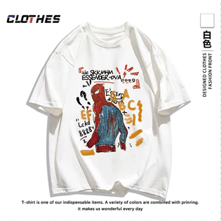 เสื้อยืด ผ้าคอตตอลแท้ CM65 “ลายแมงมุม สไปเดอ "ใส่สบาย สีไม่ตกเนื้อผ้าดี ตัดเย็บดี