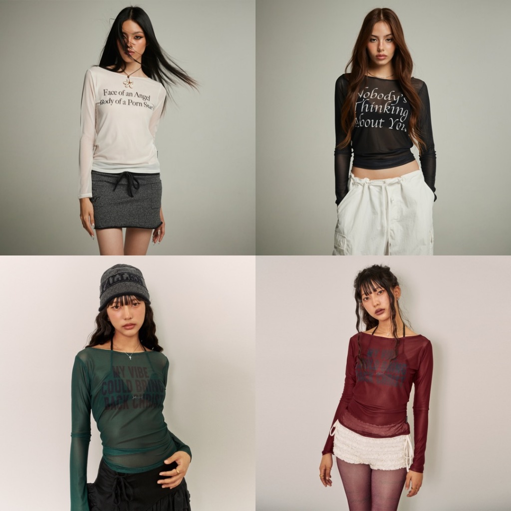 fallen angels MESH TOP LONG SLEEVE