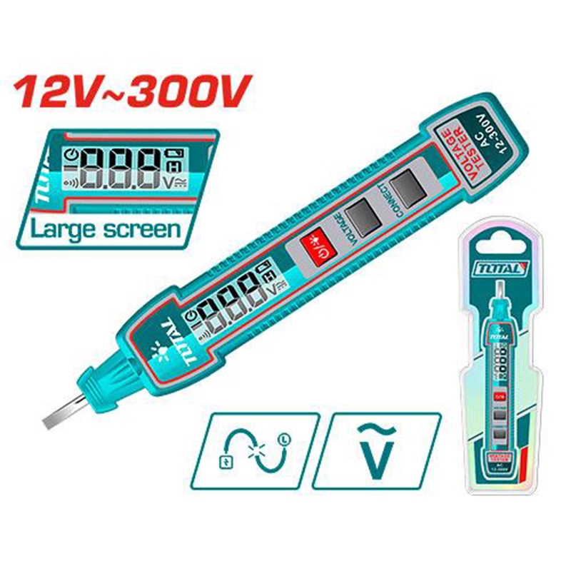 ปากกาวัดไฟ ดิจิตอล ไขควงวัดไฟ เช็คโวลท์ 12V-300V ที่วัดไฟมีเสียง TOTAL รุ่น THTS33001