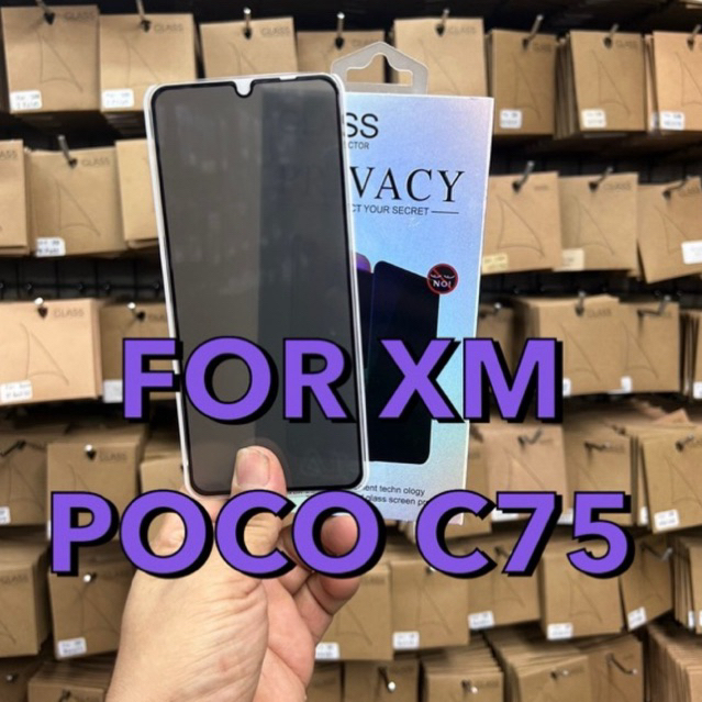ฟิล์มกระจกเต็มจอ(กันมอง) รุ่น Xiaomi POCO C75 !!ตรงรุ่น!! ฟิล์มPRIVACYกันคนมอง กันรอยขีดข่วน สินค้าพร้อมส่งในไทย