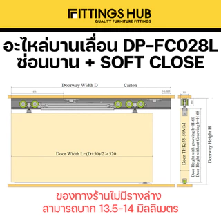 อะไหล่บานเลื่อน Soft Close สองทาง / Soft Close + กดกระเด้ง 80 กิโล-Fittingshub