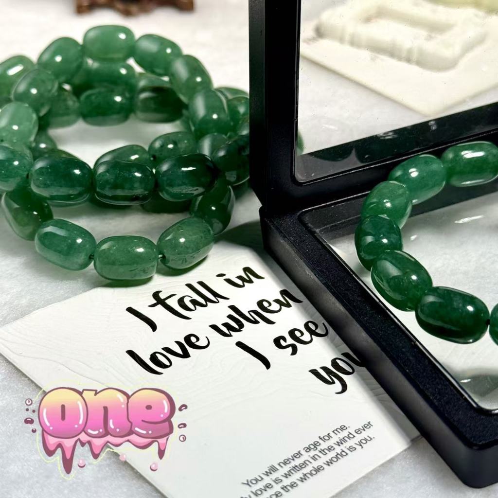 ลูกปัดหินอเวนทูรีน（Green Aventurine Jade）ลูกปัดหินธรรมชาติ สร้อยข้อมือ