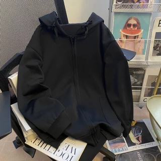 เสื้อกันหนาวแขนยาวมีซิปมีกระเป๋าและหมวก แจ็คเก็ตผู้หญิง งานห้าง เนื้อผ้าวอมคอตตอน100%7สี อก32-50