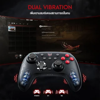 Onikuma Iruka Wireless Controller จอยเกม 3 ระบบ 2.4Ghz, Bluetooth และสาย ปุ่ม Hall Effect #Qoomart