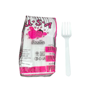 ส้อมพลาสติก ■ 50 คัน/แพ็ค (สีขาว) ■ ส้อมเล็ก ■ ส้อมจิ้มขนม ■ เกรด A