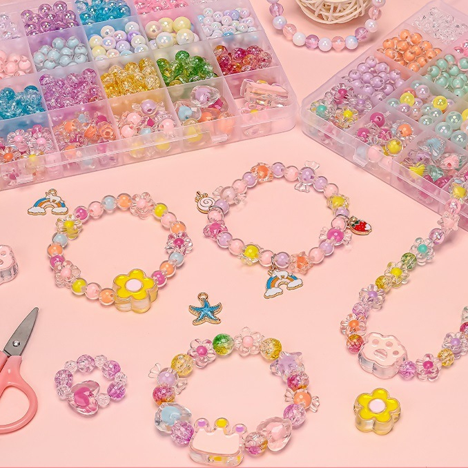 กระเป๋าวัสดุ DIY ทำด้วยมือลูกปัดสำหรับเด็กสำหรับสาว ๆ ที่จะสวมใส่สร้อยข้อมือลูกปัดสร้อยคอสร้อยข้อมือของเล่นเพื่อการศึกษา - รูปที่ 5