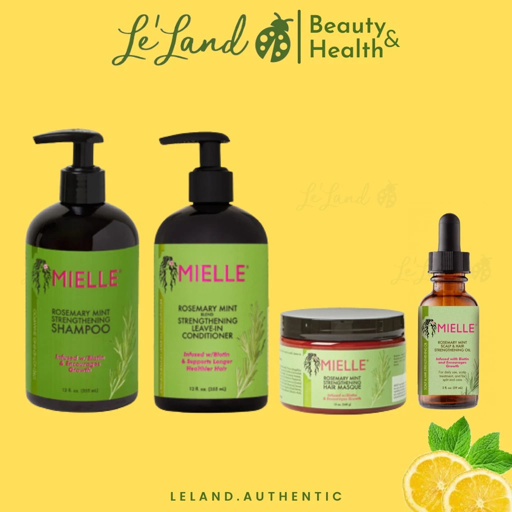 MIELLE Rosemary Mint Strengthening Shampoo 355ml, Masque 340ml, Scalp & Hair oil 59 ml