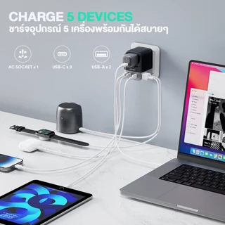 AUKEY PA-TA07 35W หัวแปลงปลั๊กต่างประเทศ 35W Travel Adapter มาพร้อม ช่อง USB-C และ USB-A