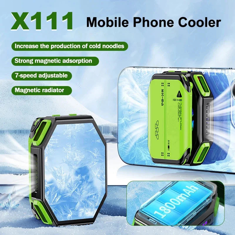 ZUOOU X111 โทรศัพท์มือถือแม่เหล็กเซมิคอนดักเตอร์พัดลมระบายความร้อนหม้อน้ำที่มี7เกียร์ปรับ เกมคูลเลอร์สำหรับ