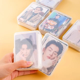 กล่องพลาสติกใสทรงสี่เหลี่ยมผืนผ้าขนาดเล็ก ทนทาน สำหรับใส่โฟโต้การ์ดไอดอล พร้อมฝาปิด วัสดุ PP