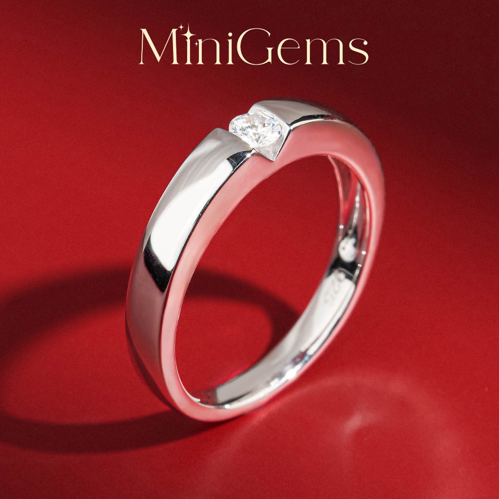 MiniGems แหวน เงินแท้ 92.5 เพชรสวิส(CZ) แหวนคู่ แหวนแต่งงาน แหวนผู้หญิง แหวนผู้ชาย 06698
