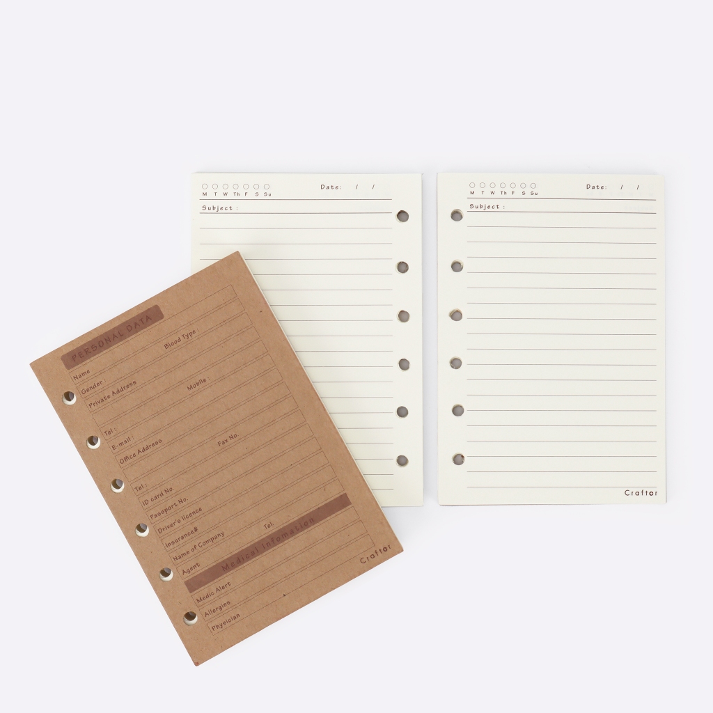 Craftor Refill for Organizer S(A6) กระดาษรีฟิลสำหรับสมุดออร์กาไนเซอร์ขนาดA6 รุ่น Refill for Organize