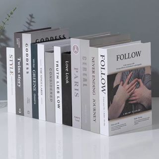 โมเดิร์นปลอมหนังสือนอร์ดิกแสงหรูหราจำลองหนังสือห้องนั่งเล่นต…