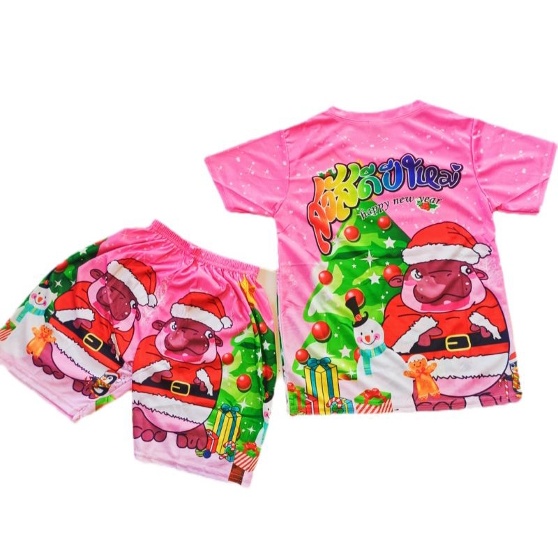 ชุดสวัสดีปีใหม่ happy new year สำหรับเด็ก 1ชุดได้2ชิ้น เสื้อ+กางเกง ผ้าไมโครไฟเบอร์ นิ่มใส่สบาย