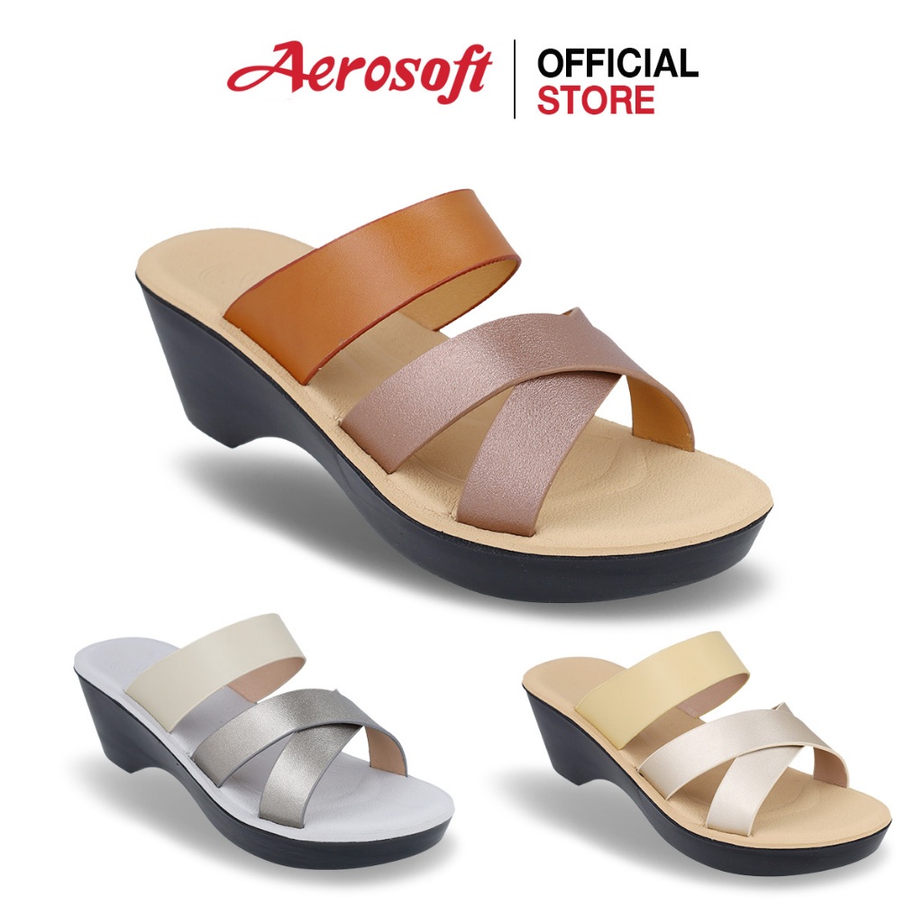 Aerosoft (แอโร่ซอฟ) รองเท้าส้นสูง แบบสวม นิ่มๆ เพื่อสุขภาพ รุ่น FW8272