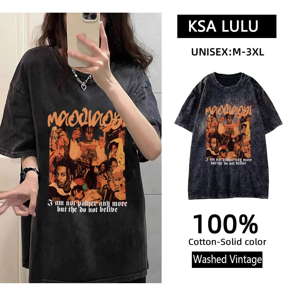 เสื้อยืดฟอกวินเทผู้หญิงแฟชั่นมาใหม่ oversize ผ้าฝ้าย 100% เสื้อโอเวอร์ไซซ์เกาหลีที่กําลังฮิต สกรีนลายวินเทจเท่ๆ แบบหลวม