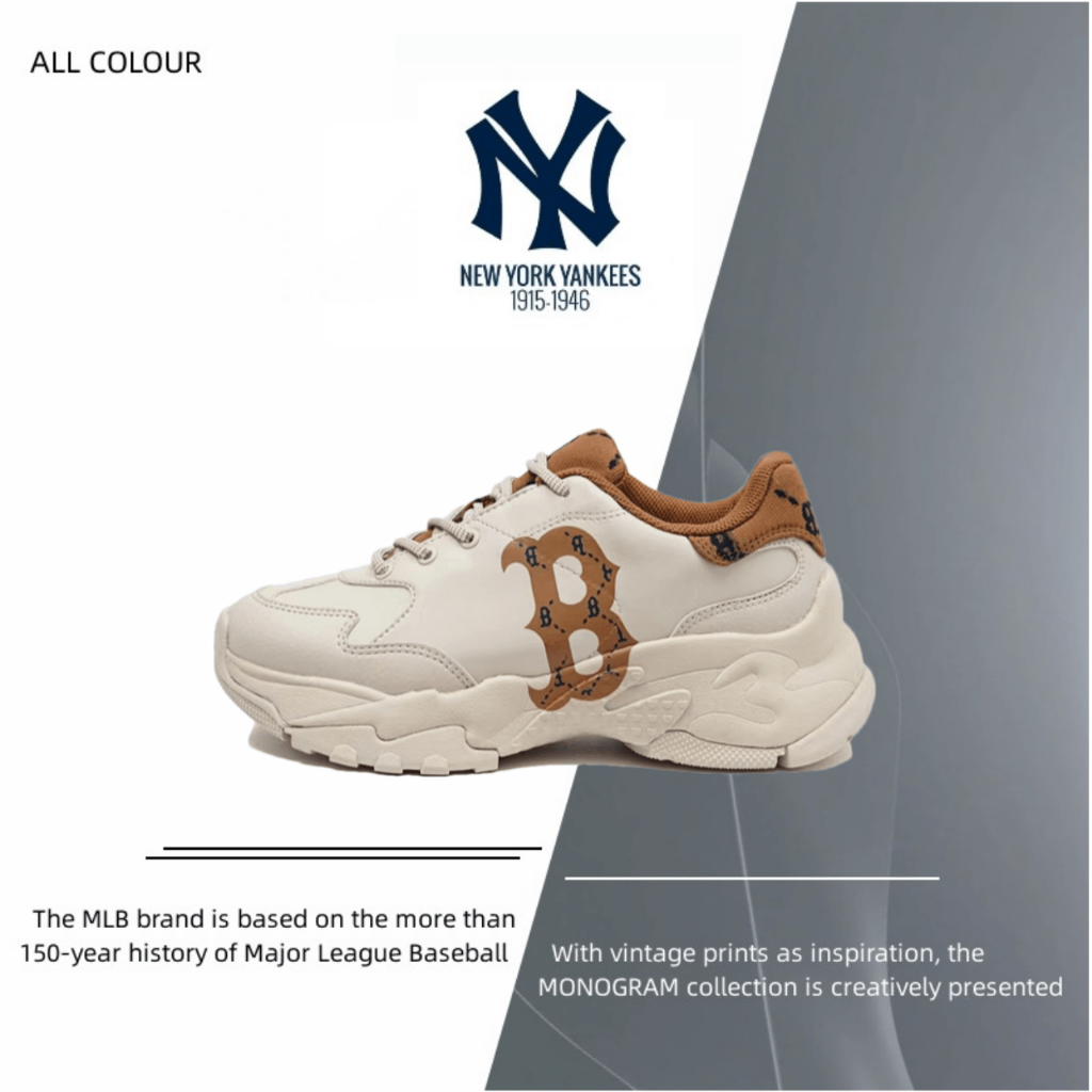 【ของแท้%100】MLB Chunky Dia Monogram สหพันธรัฐสหรัฐอเมริกา Unisex men and women casual shoes