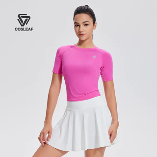 Cosleaf เสื้อครอปกีฬาปั่นจักรยาน วิ่ง ฟิตเนส ทรงสลิมฟิตสีสันสดใสผ้าไลคร่าแห้งไวมีความยืดหยุ่นสูงใส่สบาย