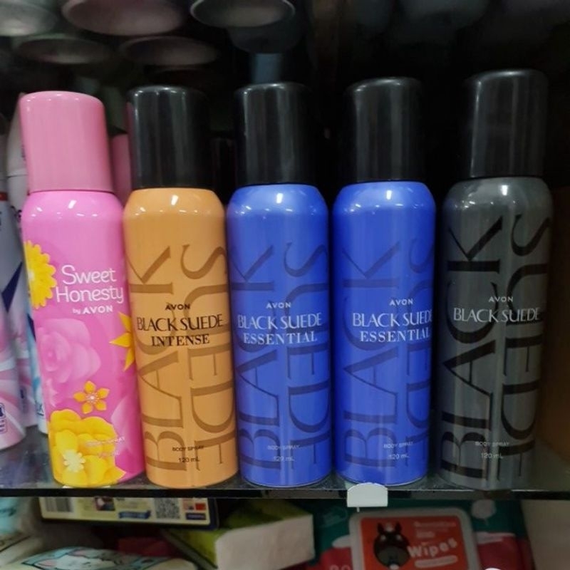 ใหม่ Avon Body Sprays 120ml.ผลิต10/2023 Black Suede Intense Essential และ Sweet honesty
