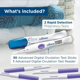 ของแท้100%Clearblue Advanced Digital Ovulation Testทดสอบการตกไข่พร้อมเครื่องแบบดิจิตอลสีม่วง30เทส+ตรวจครรภ์2 เทส