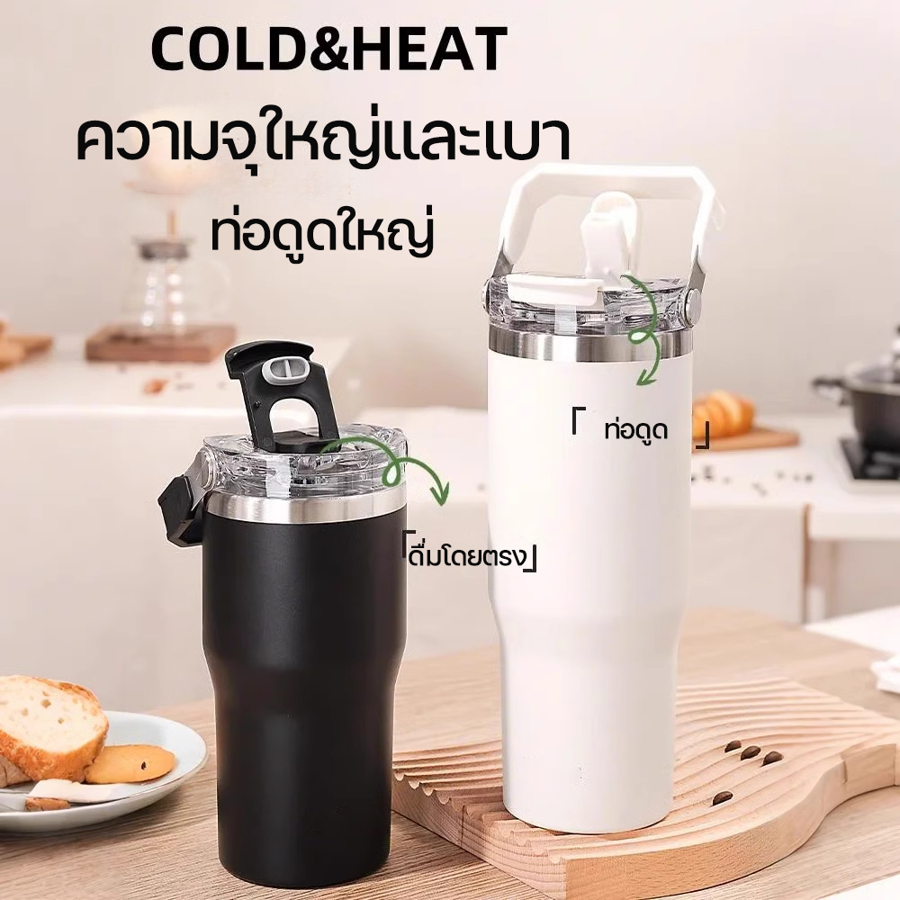 ถ้วยอุณหภูมิ304 เหล็กเหล็กกล่องที่มีมือถือ สะดวกในการนําไปใช้งาน ถอดสูบ 600ml และ 890ml มีหลายสีให้เลือก