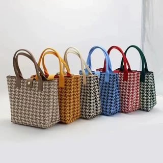 S&LSHOPHoundstooth กระเป๋าถือผู้หญิง 2024 ใหม่ระดับไฮเอนด์อเนกประสงค์เดินทางกระเป๋าสะพายแฟชั่นนักเรียน