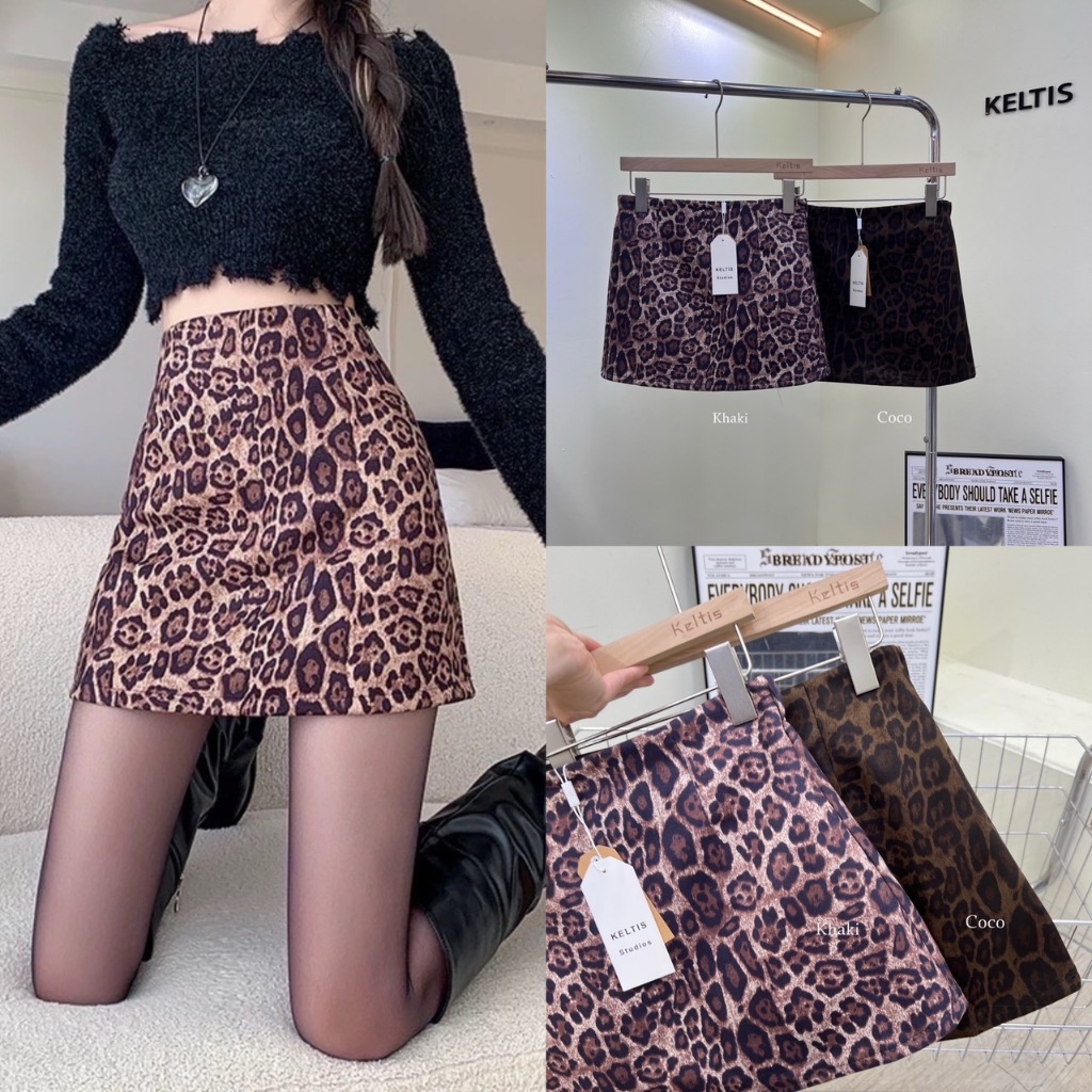 Gang_jeans #207(K) กระโปรงสั้นลายเสือ ผู้หญิง พร้อมส่ง