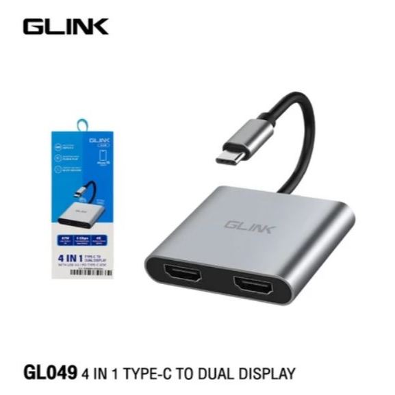 GLINK 4in1 USB-C to HDMI DUAL DISPLAY With USB3.0/PD 87W Adapter ตัวแปลงสัญญาณ รุ่น #GL-049  GL049