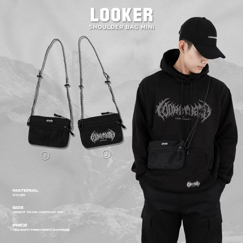Looker - กระเป๋าสะพายข้างสีดำ ของแท้100%