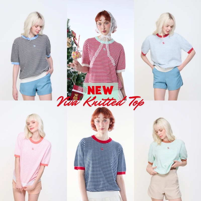 🎁พร้อมส่ง เสื้อทอลายพิเศษ 6 สี  Viva knitted top